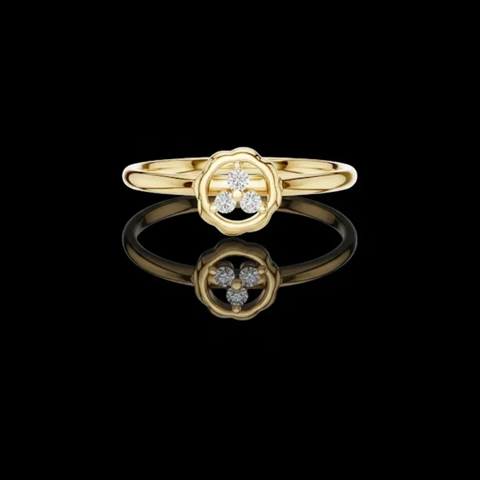 0.036 TCW Stunning Moissanite Ring Featuring a Sparkling Trio Diamond Floral Motif for Her