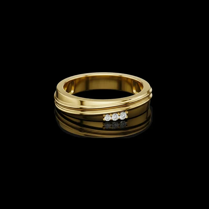 0.037 TCW Trinity Whisper Three Moissanite Diamond Accent Band with Sculpted and Refined Linear