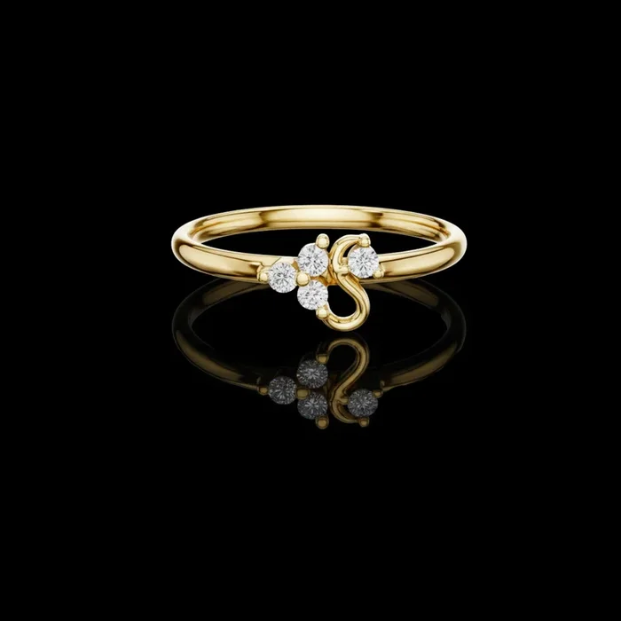 0.054 TCW Featuring a Curved Petal Motif Accented With Round Cut Lab Grown Diamond Ring
