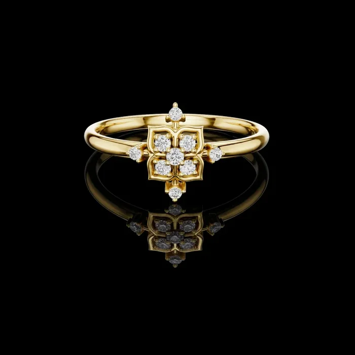 0.062 TCW Exquisite Featuring a Radiant Floral Cluster of Round Cut Moissanite Diamonds