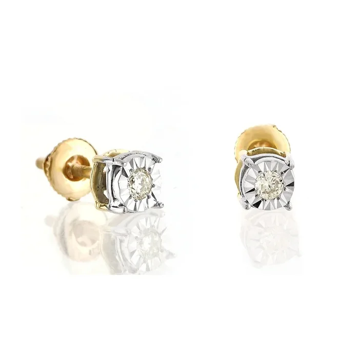 0.06ct Yellow Gold illusion Earrings by Truth Jewel