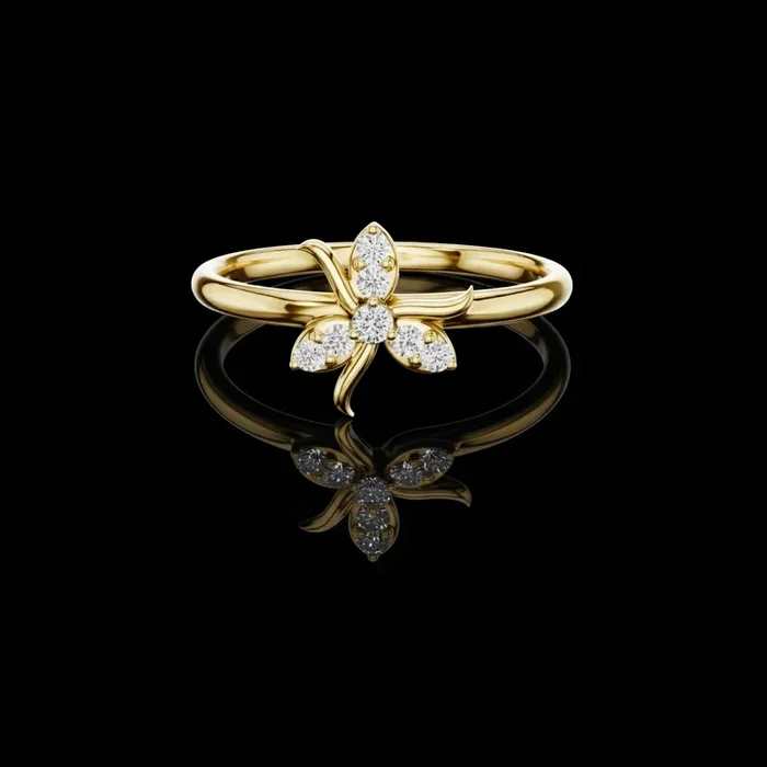 0.075 TCW Luxury Lab Grown Diamond Floral Statement Ring With Delicate Feminine