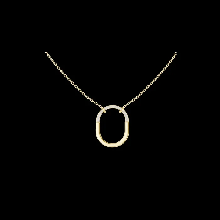0.105 TCW Classic Lab Grown Diamond Open Oval Contemporary Minimal Design with Pave Detail Pendant Luxury Jewelry