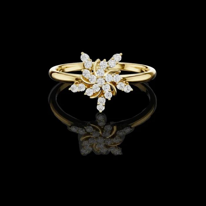 0.126 TCW Sunlit Aurora Petal Lab Grown Diamond Ring A Golden Burst of Bloom