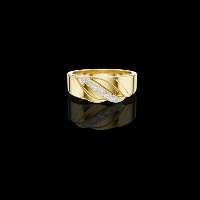 0.14 TCW Flow Artistic Ring with Curved Wave Design and Sparkling Moissanite Diamond Accents
