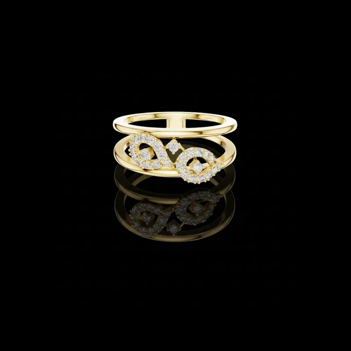 0.23 TCW Purely Lab Grown Round Cut Double Band Infinity Diamond Ring with Pavé Brilliance