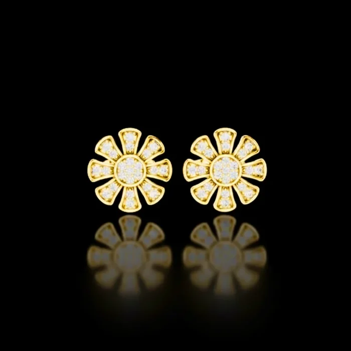 0.25 TCW Daisy Floral Stud Earrings with Round Brilliant Lab Grown Diamonds