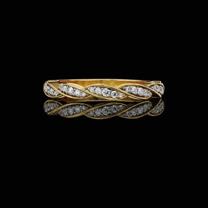 0.33 TCW Vintage Round Cut Lab Grown Diamond Ring Dainty Leaf Pattern Twisted Band by Ivevar
