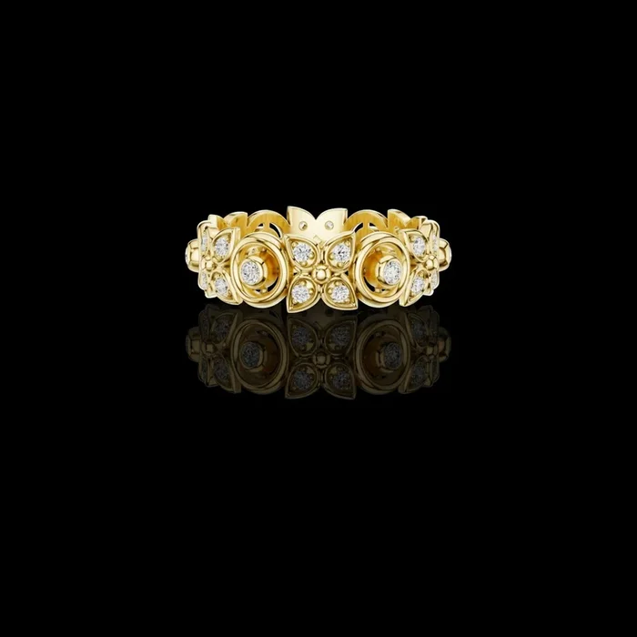 0.36 TCW Royal Bloom Lab Grown Round Cut Diamond Sculpted Floral Brilliance Couture Luxury Band