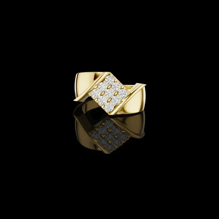 0.45 TCW Regal Matrix Statement Ring with Pavé Round Lab Grown Diamond Cluster