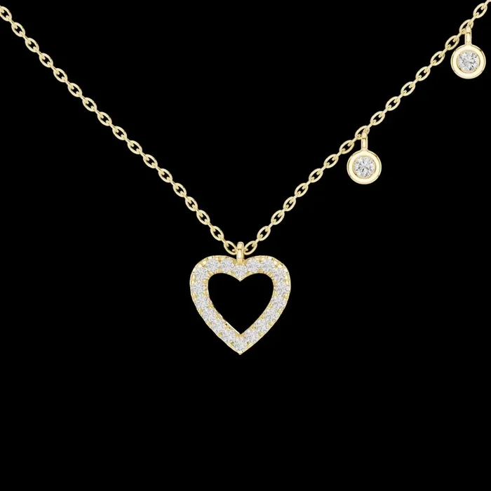 0.48 TCW Shiny Moissanite Heart Necklace Beauty Of Love With Elegant Floating Diamond Charms