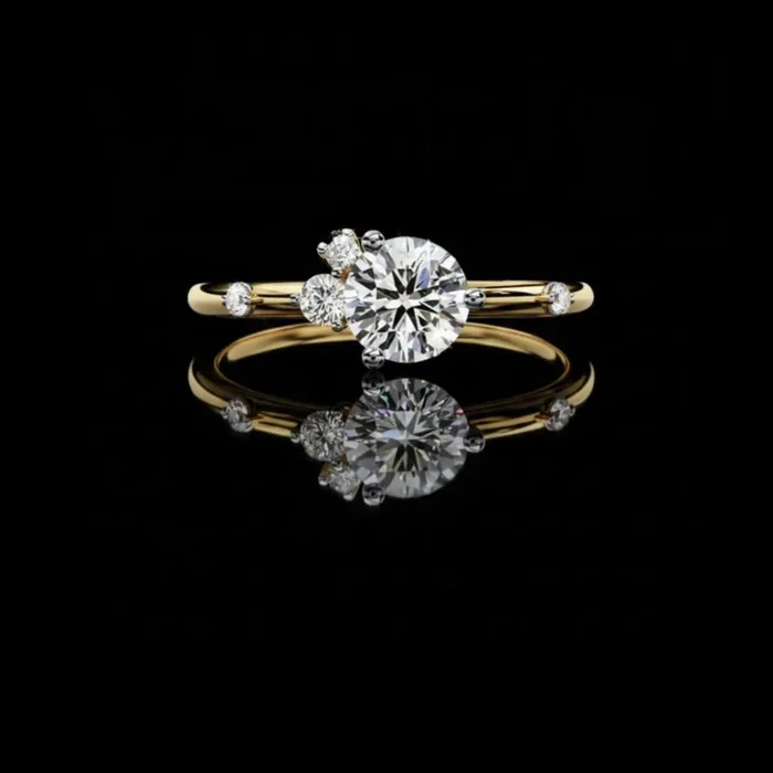 0.50 CT Dainty Round Brilliant Cut Moissanite Diamond Ring For Bridal Wedding Jewelry