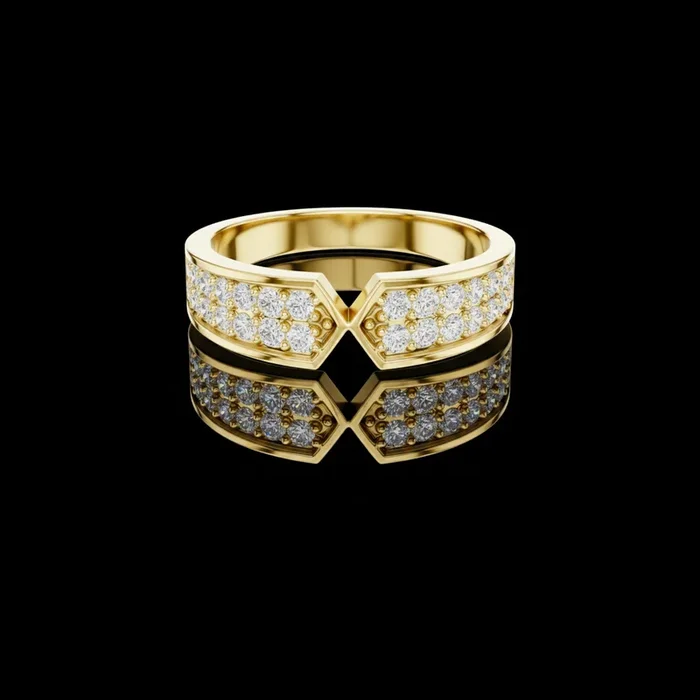 0.50 TCW Modern Gold Chevron Band with Intricate Pave Lab Grown Diamond Detailing
