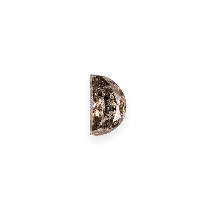 0.65ct 6.57×3.84×2.77mm HALF MOON DOUBLE CUT SALT & PEPPER DIAMOND