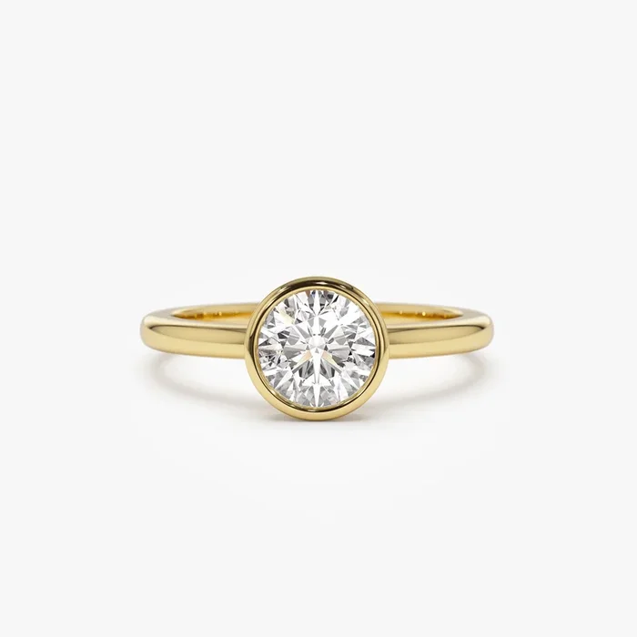 0.75 – 1.50 ctw 14k Bezel Setting Round Shape Lab Grown Diamond Engagement Ring – Lydia