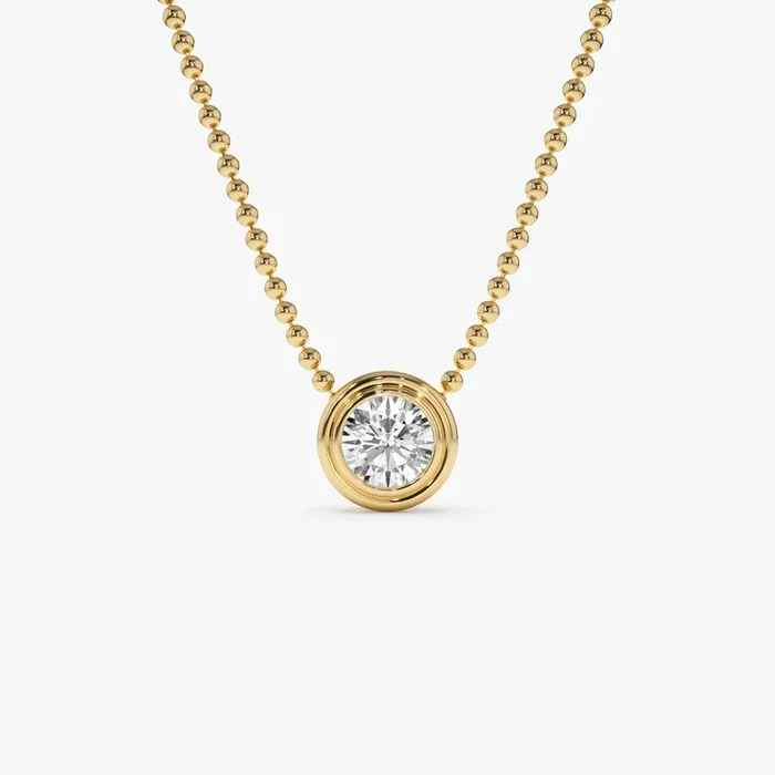 0.75 Ctw 14k Gold Round Lab Diamond Beaded Necklace – Ina