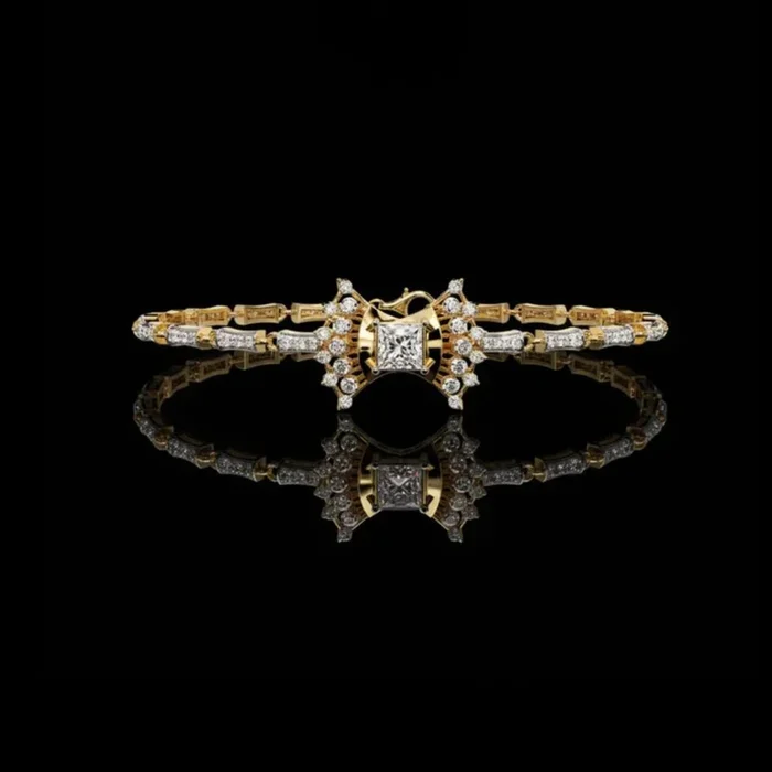 0.78 CT Luxurious Link Bracelet with Sparkling Princess Cut Center Lab Grown Diamond