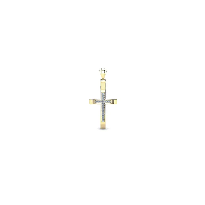 [0.9 inch] Diamond Cross Convex Pendant (14K)