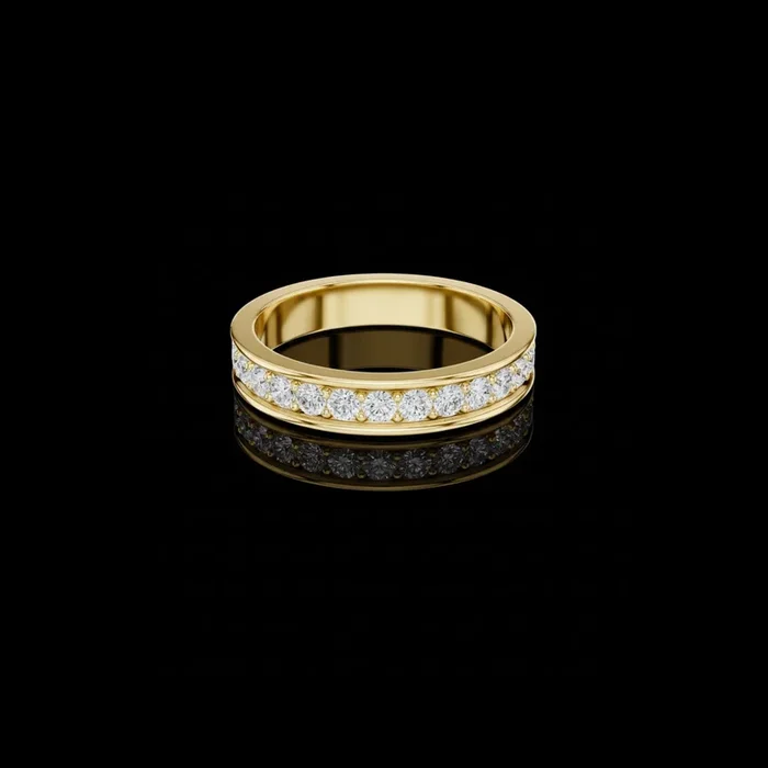 0.98 TCW Purely Moissanite Channel Set Round Cut Band For Modern Touch