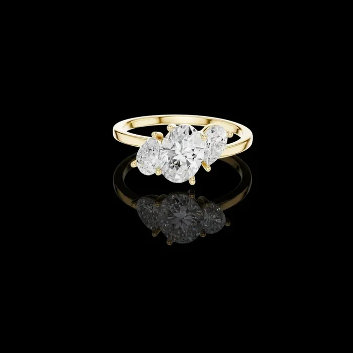 1.00 CT Luxury Lab Grown Oval Three Stone Diamond Ring in Engagement Statement Jewelry