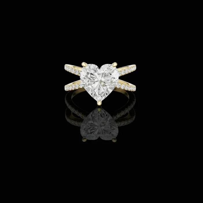 1.00 CT Stylish Moissanite Heart Cut Diamond Split Shank Ring For Everywear