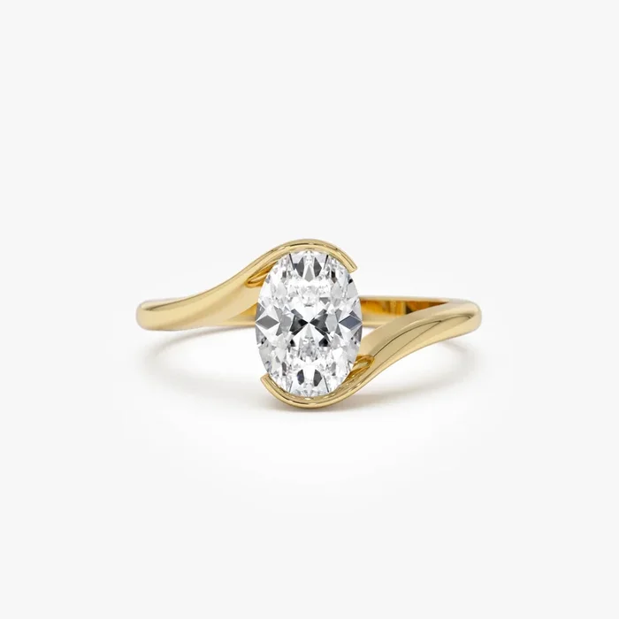 1.00 Ctw 14k Gold Oval Lab Grown Diamond S Setting Engagement Ring – Luisa