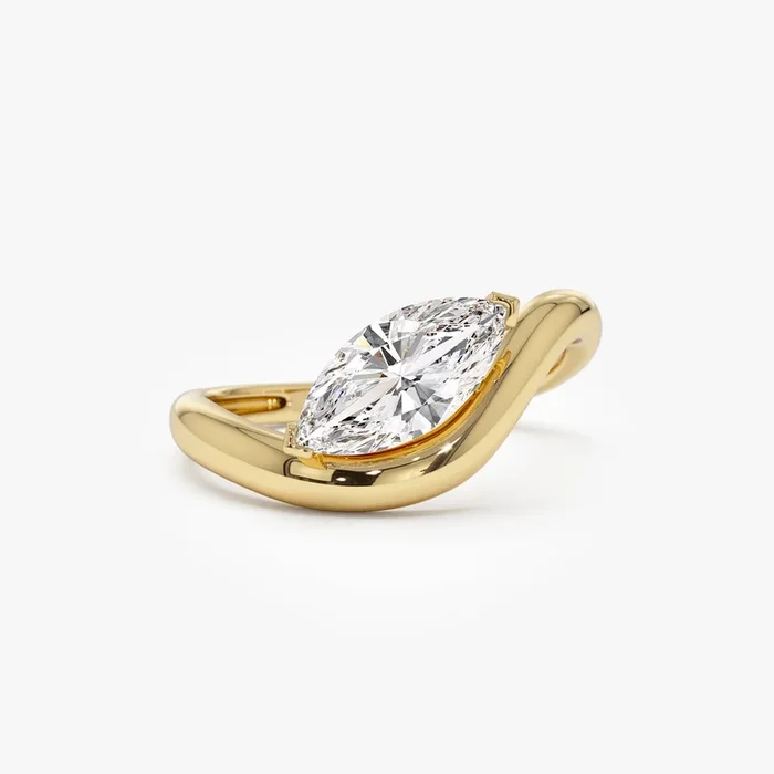 1.00 ctw 14k Marquise Shaped Sleek Design Lab Grown Engagement Ring – Rylee