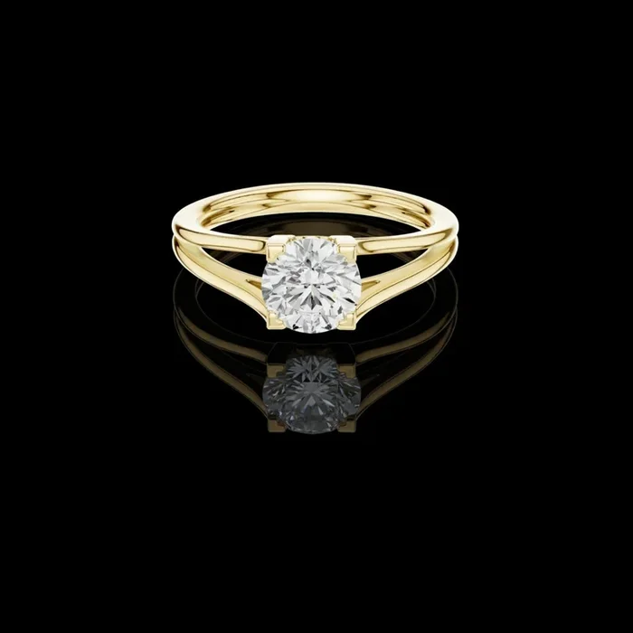 1.00 TCW Shiny Round Brilliant Lab Grown Diamond Solitaire Ring Featuring an Elegant Split Shank Band