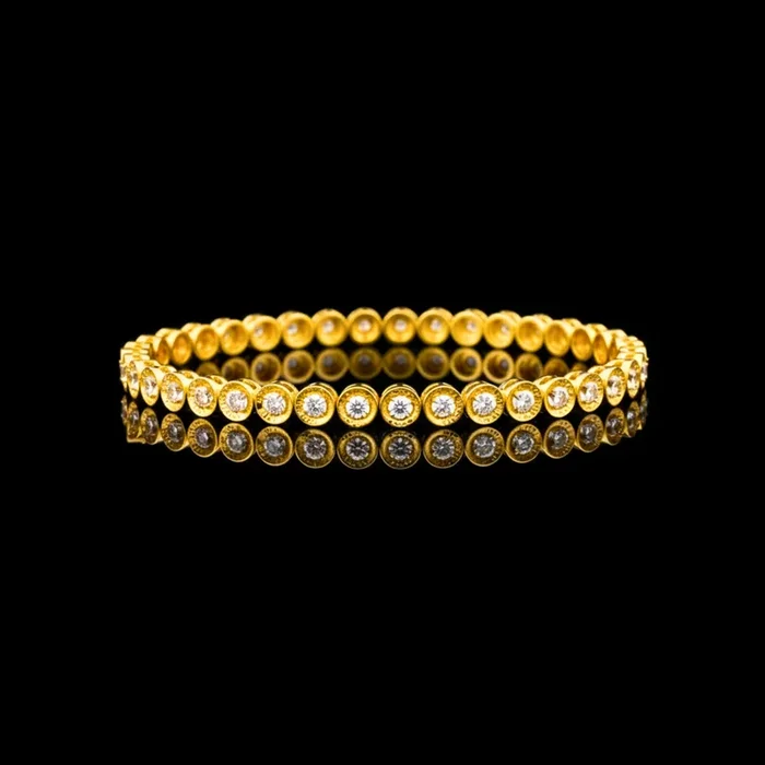 1.05 TCW Modern Elegance Bezel Set Moissanite Diamond Tennis Bracelet in Gold Sparkle For Her