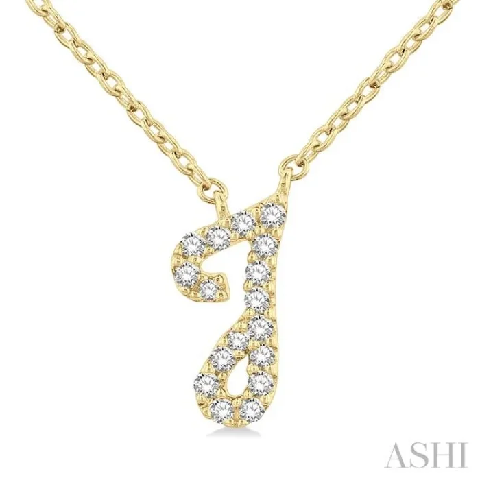 1/20 Ctw Initial ‘J’ Round cut Diamond Pendant With Chain in 14K Yellow Gold