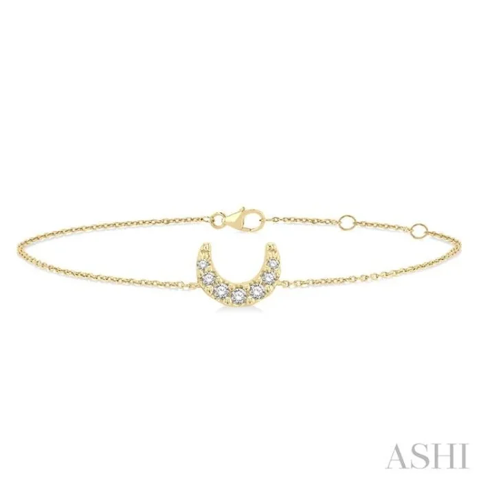 1/20 Ctw Petite Crescent Moon Round Cut Diamond Fashion Bracelet in 10K Yellow Gold