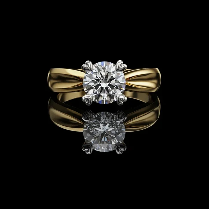 1.29 TCW Beautiful Sculpted Design Lab Grown Round Cut Diamond Ring for Cocktail Party