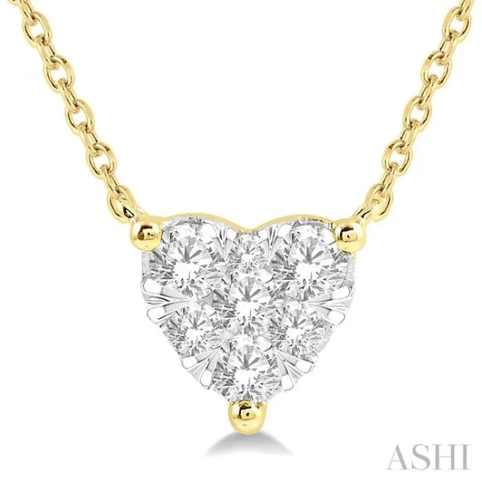 1/4 Ctw Lovebright Diamond Heart Pendant With Chain in 14K Yellow and White Gold