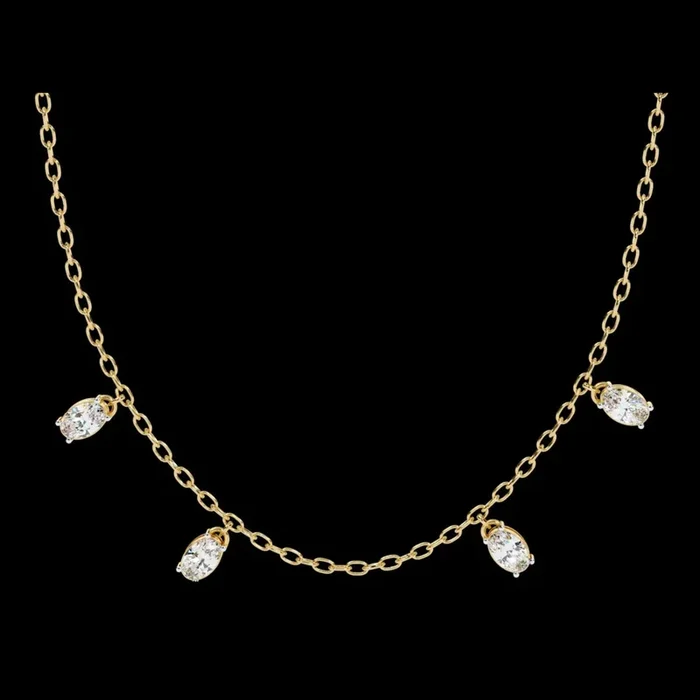 1.45 TCW luxury Moissanite Diamond Necklace Dainty Chain with Sparkling Oval Cut Diamonds