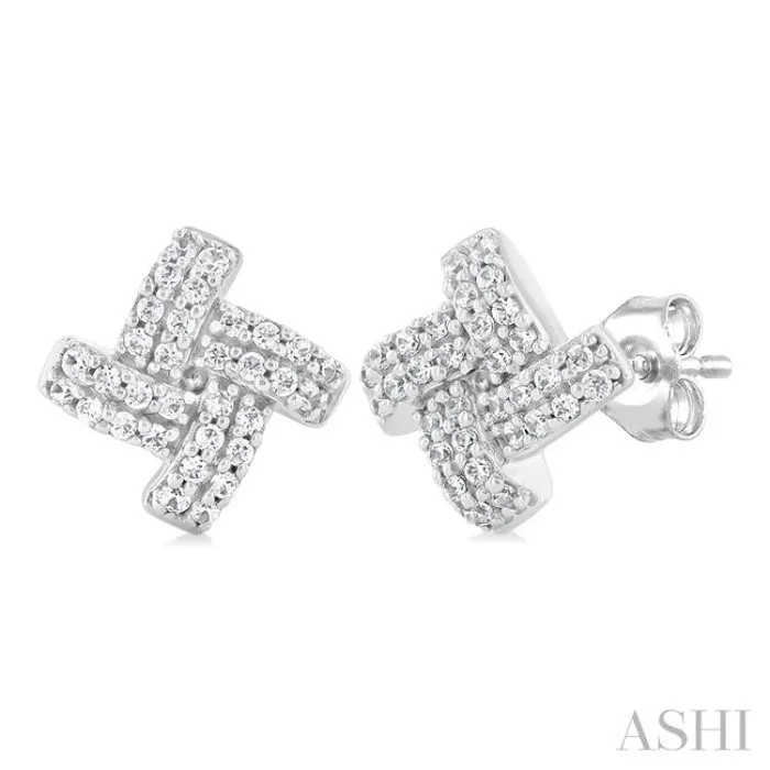 1/5 Ctw Petite Pinwheel Round Cut Diamond Fashion Stud Earring in 10K White Gold