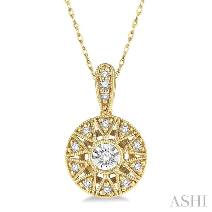 1/8 Ctw Single Cut Diamond Fashion Pendant With Chain in 10K Yellow Gold