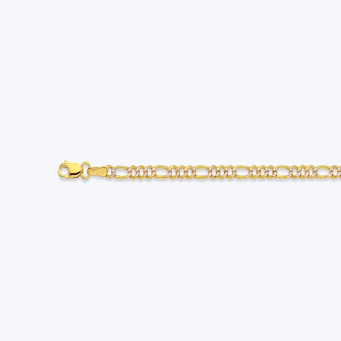 10K 2.5MM YELLOW GOLD HOLLOW PAVE FIGARO 20″ CHAIN NECKLACE (AVAILABLE IN LENGTHS 7″ – 30″)