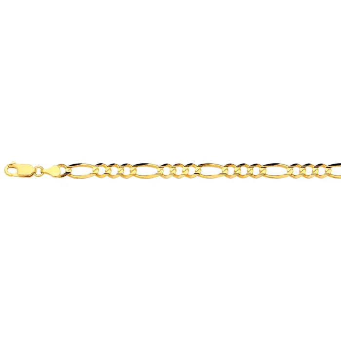 10K 5.5MM YELLOW GOLD SOLID FIGARO 8.5″ CHAIN BRACELET (AVAILABLE IN LENGTHS 7″ – 30″)