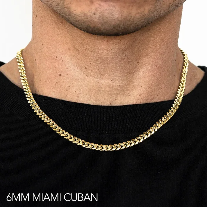 10K 6MM YELLOW GOLD HOLLOW MIAMI CUBAN 20″ CHAIN NECKLACE (AVAILABLE IN LENGTHS 7″ – 30″)