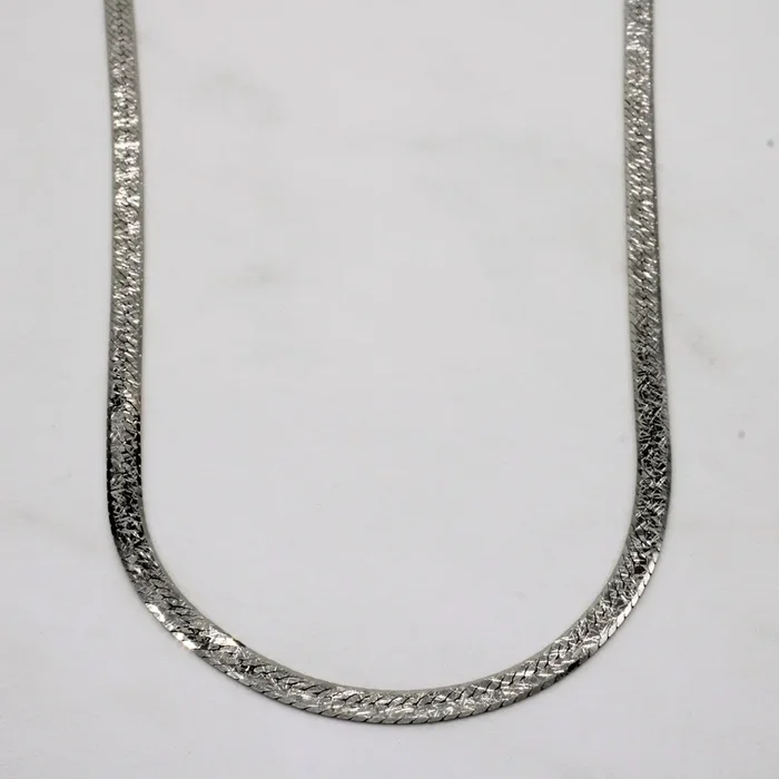 10k Reversible Nugget Detailed Herringbone Chain | 18″ |