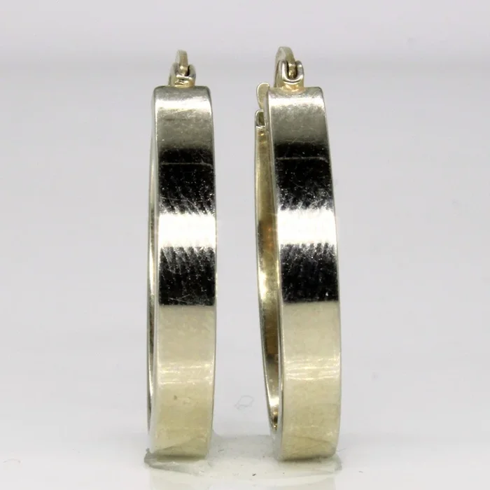 10k White Gold Oval Hoop Earrings