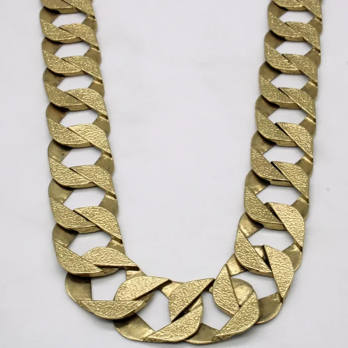 10k Yellow Gold Hammered Cuban Chain | 29″ |