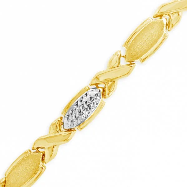 10K Yellow Gold Heart 18″ Necklace w/ Hugs & Kisses Detail