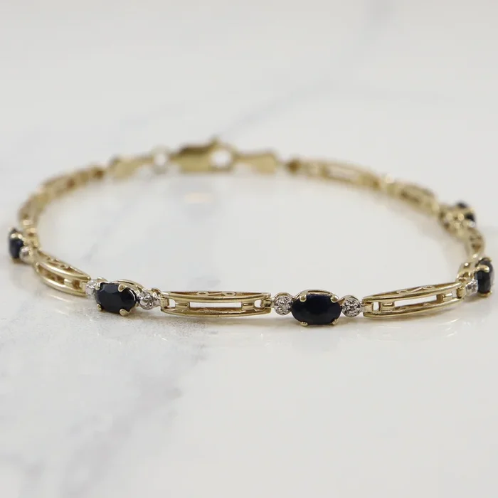 10k Yellow Gold Sapphire & Diamond Bracelet | 1.45ctw, 0.005ctw | 7″ |