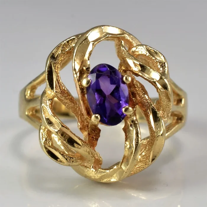 10K Yellow Gold Twisted Amethyst Ring | 0.30ct | SZ 5.75 |