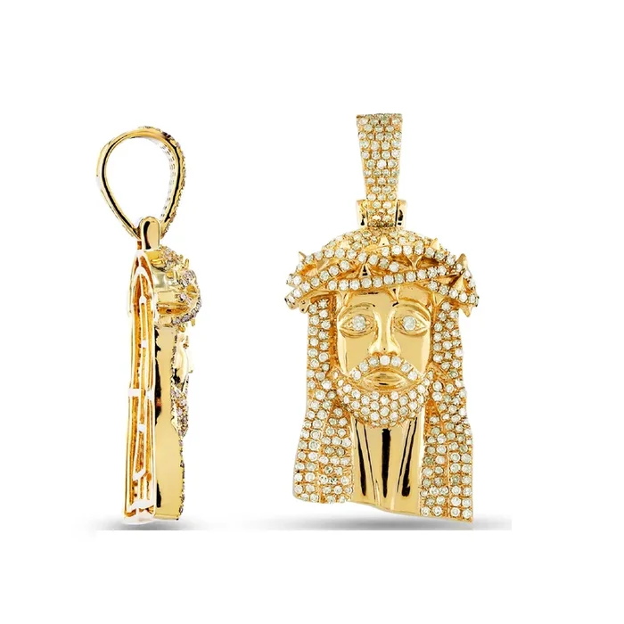 10KT Yellow Gold Jesus Head Pendant with 0.65CT Diamond