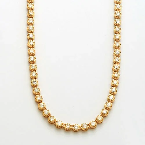 10KY 10.00CTW DIAMOND BUTTERCUP TENNIS NECKLACE