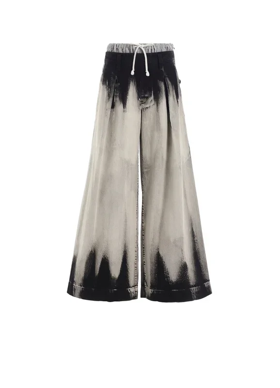 10OZ BLEACHED DENIM LAYERED-LIKE WIDE PANTS