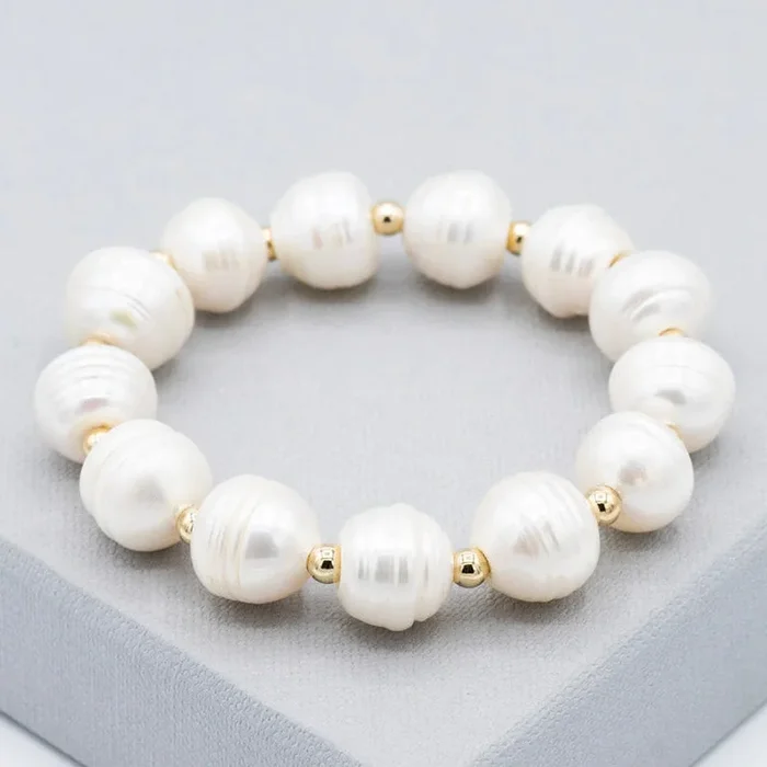 12mm Freshwater Pearl & Beaded Lux Bracelet