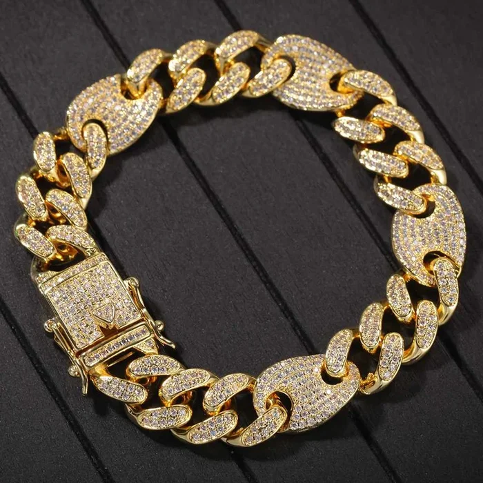 13mm Coffee Bean Beaded Iced Out Bracelet